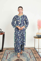 Navy Blue & Green Soft Khadar Warm with Detail stitching